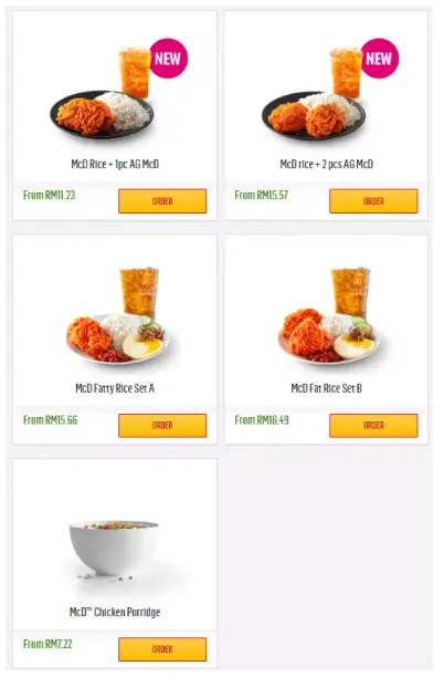 MCD FAT RICE & PORRIDGE MENU Malaysia