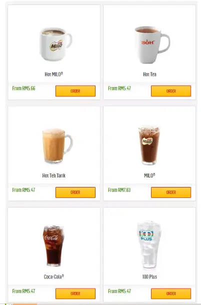 MCDONALD’S BEVERAGES MENU Malaysia