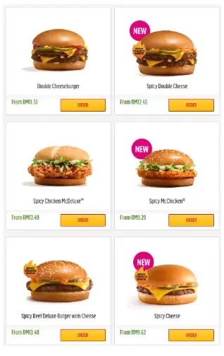 MCDONALD’S BURGERS MENU Malaysia