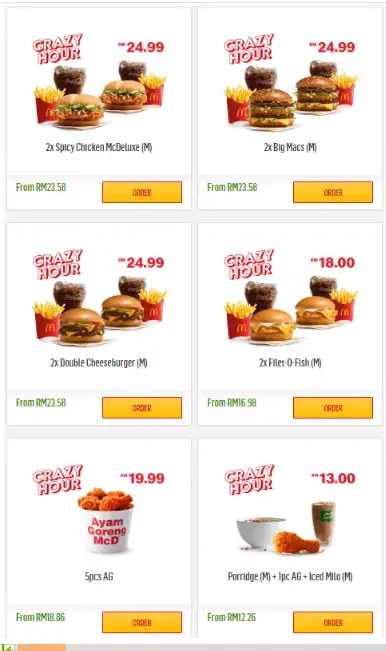 MCDONALD’S CRAZY HOUR MENU  Malaysia