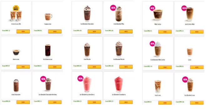 MCDONALD’S MCCAFE DRINK MENU  Malaysia