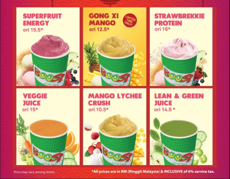 Boost Juice Menu Malaysia