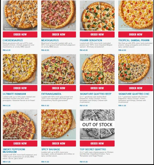 DOMINO’S PIZZA FIRST CLASS PIZZA MENU WITH PRICES MALAYSIA