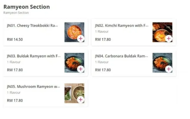 JISOO KOREAN FRIED CHICKEN RAMYUN SECTION PRICES MALAYSIA