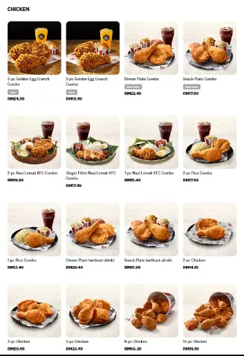 KFC MENU CHICKEN & COMBO MENU MALAYSIA