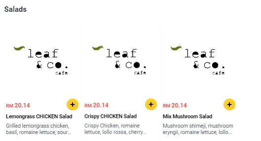 LEAF & CO. CAFE SALADS MENU MALAYSIA