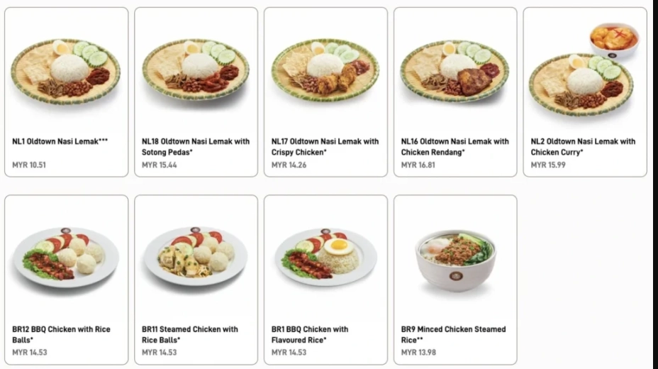 OLDTOWN WHITE COFFEE NASI LEMAK PRICES MALAYSIA