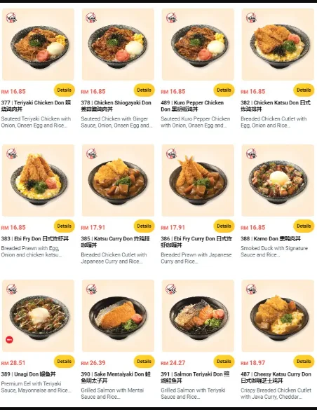 SUSHI YA DONBURI PRICES MALAYSIA