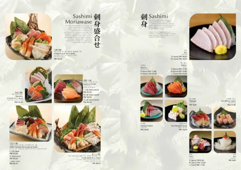 SUSHI ZANMAI SASHIMI MORIAWASE PRICES MALAYSIA