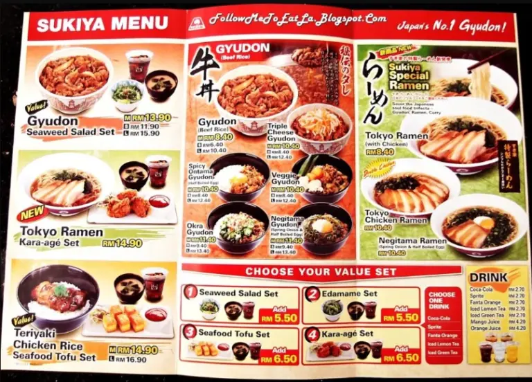 Sukiya Menu Malaysia