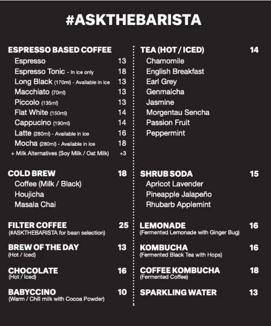 VCR MENU COFFEE PRICES MALAYSIA