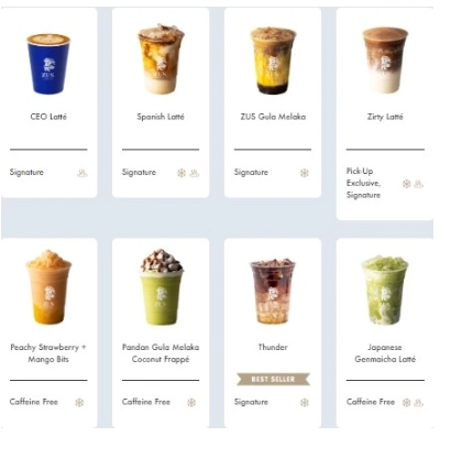 ZUS COFFEE SIGNATURES MENU WITH PRICES MALAYSIA