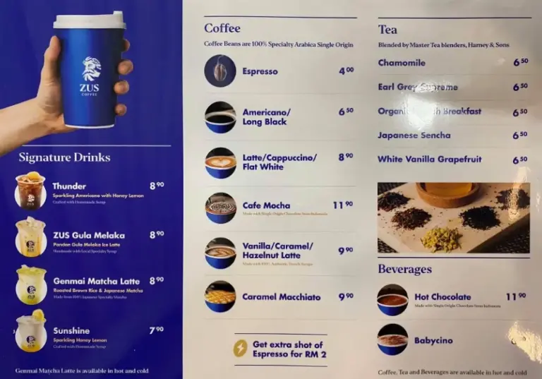 Zus Coffee Menu Malaysia