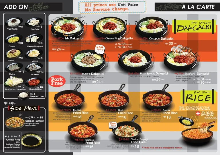 Mr Dakgalbi Menu Malaysia With Latest Prices 2024