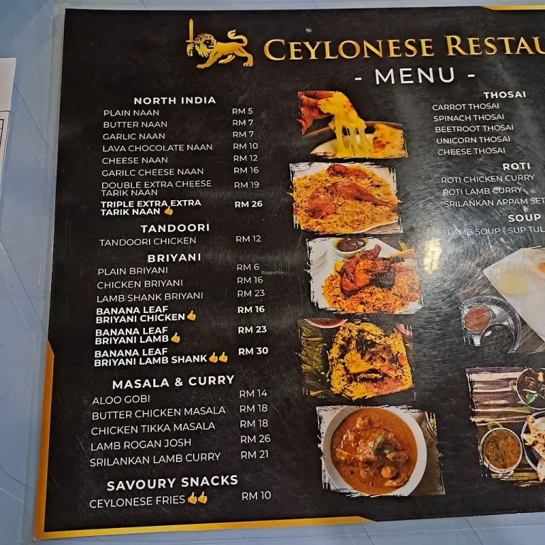 Ceylonese Menu Malaysia With Latest Prices 2024