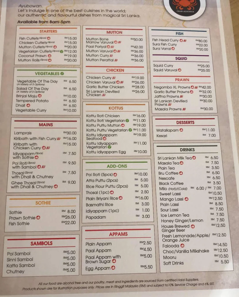 The Lankan Crabs Menu Malaysia With Latest Prices 2024