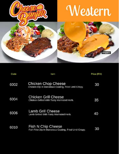 CHEESE BANJIR WESTERN MENU PRICES